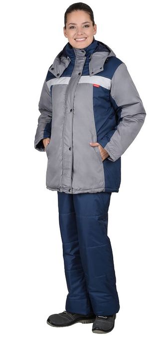 Куртка утепленная женская "Фристайл" т-синий со стальным. Ткань 100%пэ. Утеплитель: 450гр/м2  (б/р)