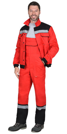 Костюм "СИРИУС-МАСТЕР" красный с чёрной отделкой, СВП 50 мм. Куртка и пк. Смесовая 245 гр/м2  (б/р)