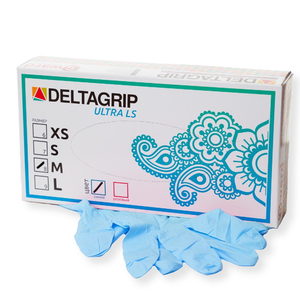 Перчатки одноразовые нитриловые "Deltagrip Ultra LS " неопуденные . цв. синий (р.6 (XS))