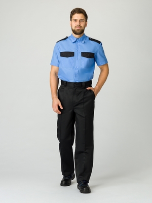 Рубашка охранника с коротким рукавом мужская, ярко-голубой (б/р)
