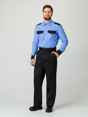 Рубашка охранника с длиным рукавом мужская, ярко-голубой (б/р)