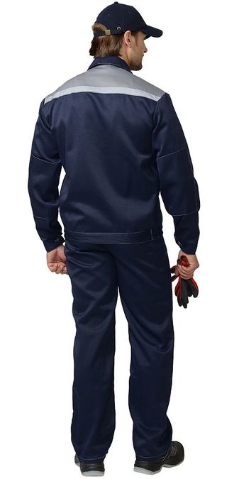 Костюм "Легионер" темно-синий с серой кокеткой с СВП 25 мм. Куртка+п/к. Ткань смесовая (б/р)