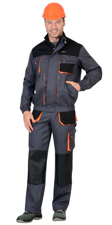 Куртка "МАНХЕТТЕН" т.серый с оранж. и черным тк. стрейч пл. 250 г/кв.м (б/р)