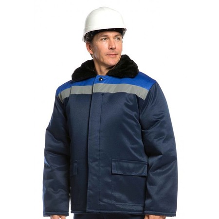 Куртка утепленная "Бригадир" т-синий с вас. кокеткой, СВП 50 мм. Ткань смесовая ВО.  (б/р)