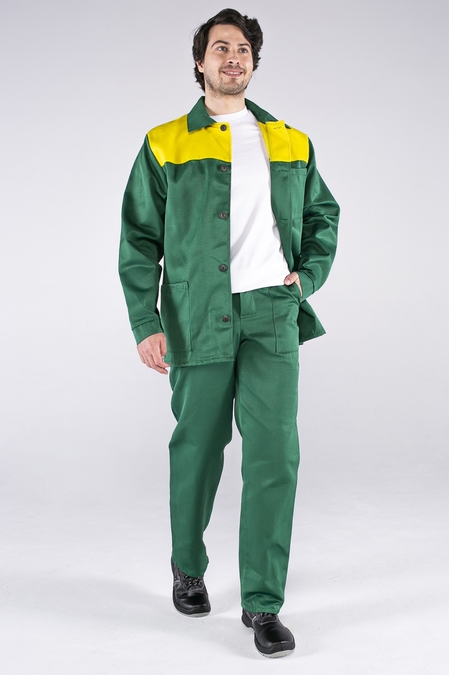 Костюм Стандарт (тк.Смесовая,210) брюки, зеленый/желтый (б/р)