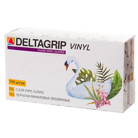 Перчатки одноразовые виниловые "Deltagrip Vynil Clear " неопудренные . цв. прозр. (р.6 (XS))