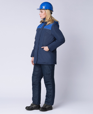 Куртка утепленная женская "Снежана" синий с васильковой кокеткой. Ткань 100%пэ. Утеплитель: 360гр/м2 (б/р)