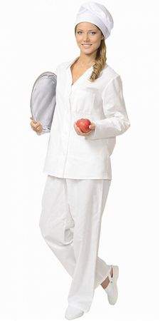 Костюм повара женский: куртка, брюки белый. Ткань "Бязь" (б/р)