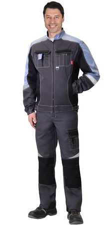 Куртка "Фаворит-Мега" серый,черный, бирюзовый. Ткань смесовая пл.245г/м2 (б/р)