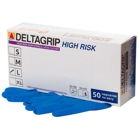Перчатки одноразовые нитриловые высокопрочные "Deltagrip High Risk"   (р.6 (XS))