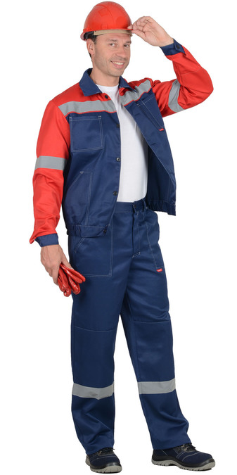 Костюм "ЛЕГИОНЕР" синий с красной кокеткой и СОП, куртка и брюки. Ткань смесовая (б/р)