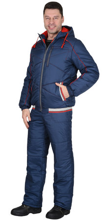 Куртка утепленная "ИМИДЖ" т-синий с красным кантом. Ткань 100% ПЭ. (б/р)
