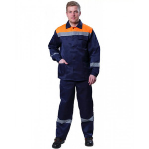 Костюм Стандарт-Трасса-Р, куртка, брюки, ткань смесовая, т.синий с оранжевым, с усилениями (б/р)